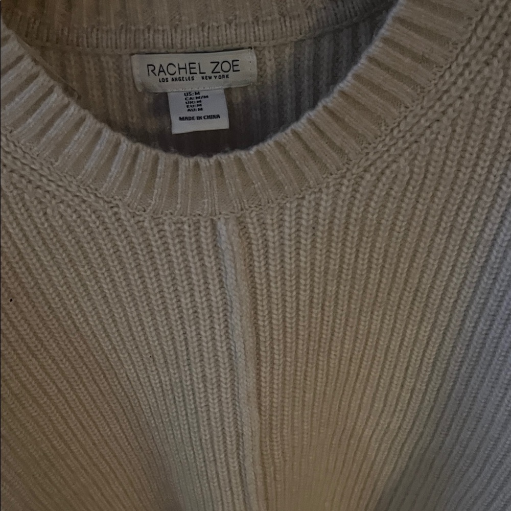 Rachel Zoe Cream Ribbed Pullover